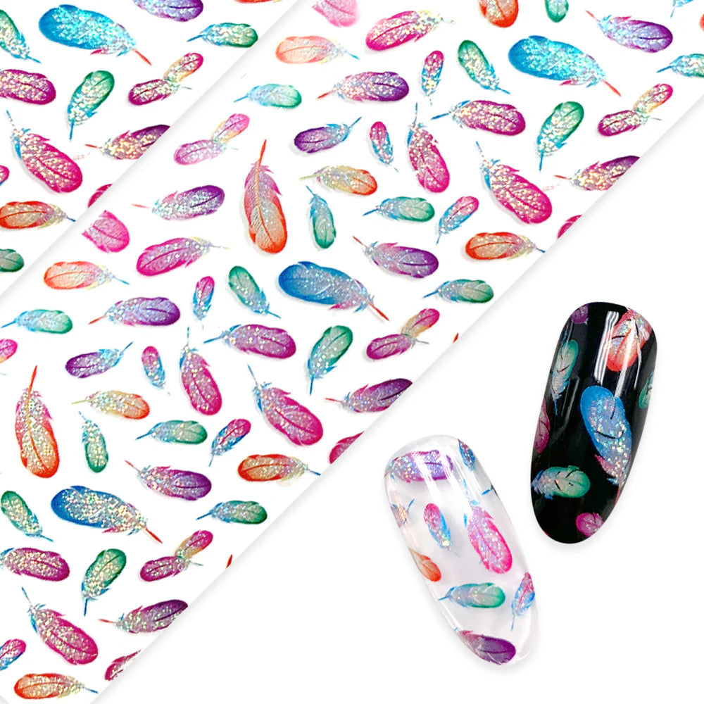 Nail Art Foil Colorful Feather
